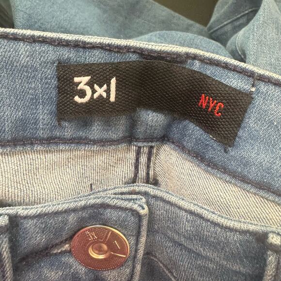 3x1 Womens Bootcut Jeans Raw Hem Crop Mid Rise Stretch Cotton Blend Med Wash 25 - Picture 7 of 10